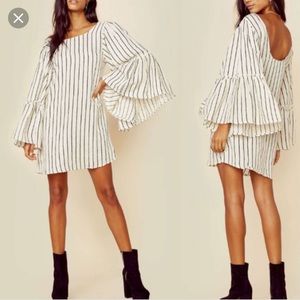 Bell-sleeve striped dress